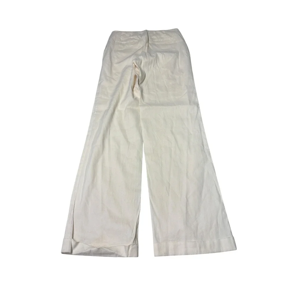 Banana Republic White Linen Blend Wide Leg Trousers Pants Women 0 W26 L31  Italy
